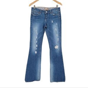 Paige Laurel Canyon Bootcut Flare Light Wash Distressed Jeans Women's 28